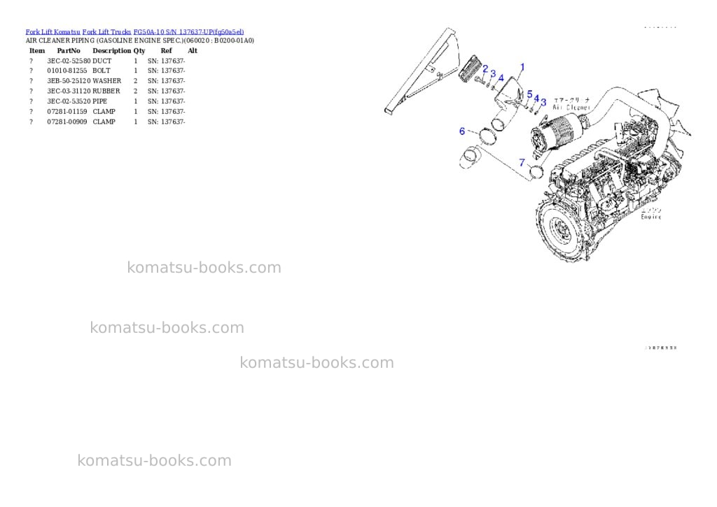 Komatsu FG50A-10 S/N 137637-UP Parts catalog cover Page 4