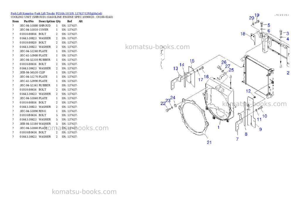 Komatsu FG50A-10 S/N 137637-UP Parts catalog cover Page 9