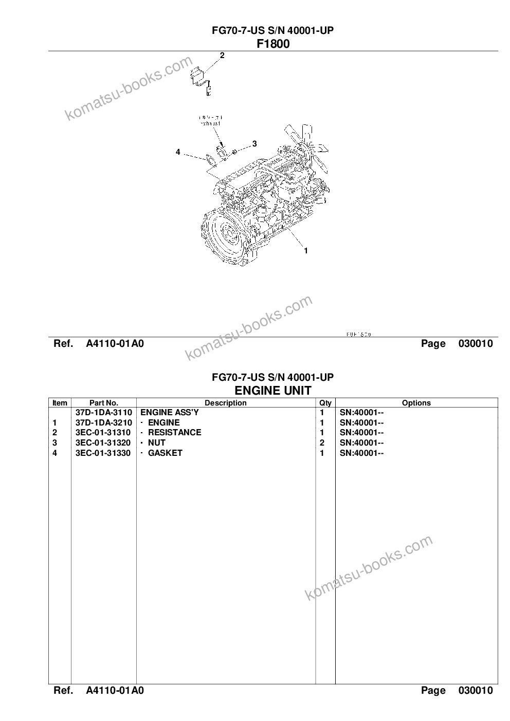 Komatsu fg70-7-us s/n 40001-up Parts catalog cover Page 3 Komatsu fg70-7-us s/n 40001-up Parts catalog cover Page 3