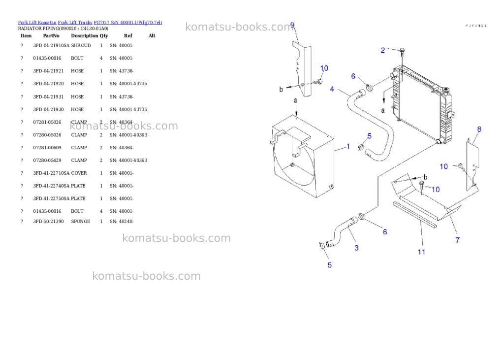 Komatsu fg70-7 s/n 40001-up Parts catalog cover Page 6 Komatsu fg70-7 s/n 40001-up Parts catalog cover Page 6