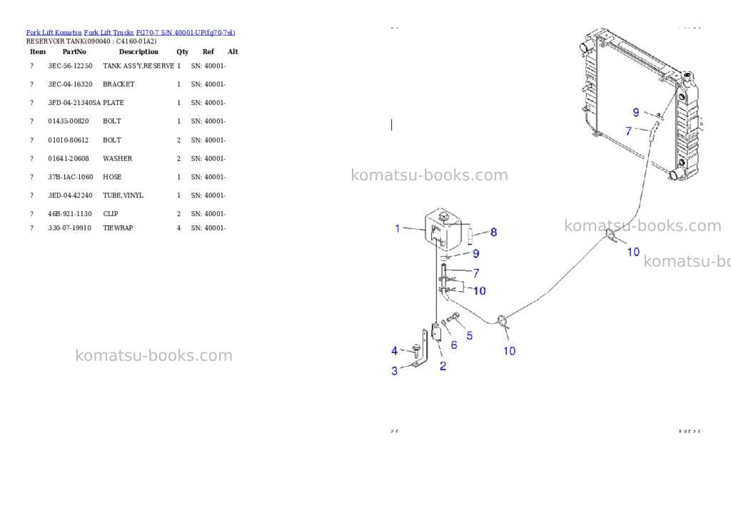 Komatsu fg70-7 s/n 40001-up Parts catalog cover Page 8 Komatsu fg70-7 s/n 40001-up Parts catalog cover Page 8