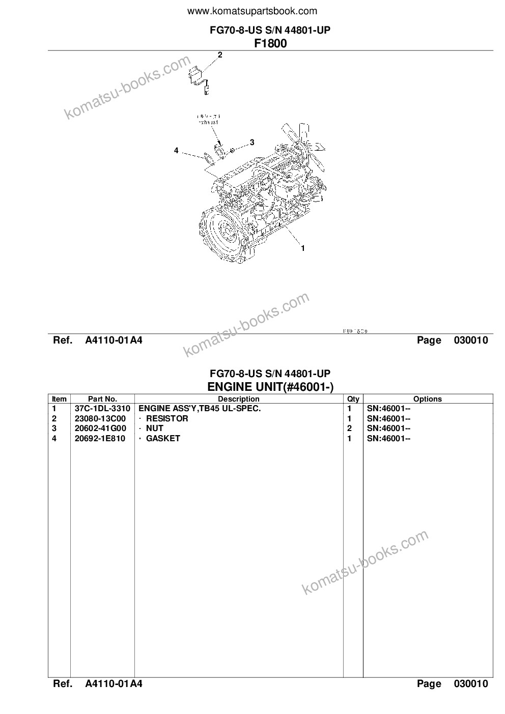 Komatsu fg70-8-us s/n 44801-up Parts catalog cover Page 3