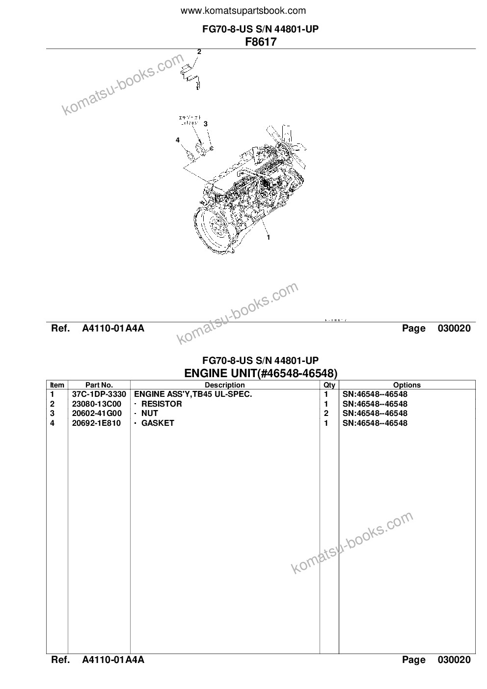 Komatsu fg70-8-us s/n 44801-up Parts catalog cover Page 4