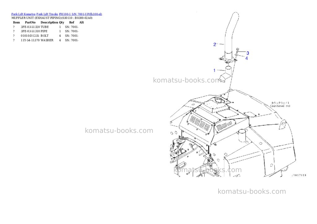 Komatsu FH100-1 S/N 7001-UP Parts catalog cover Page 10