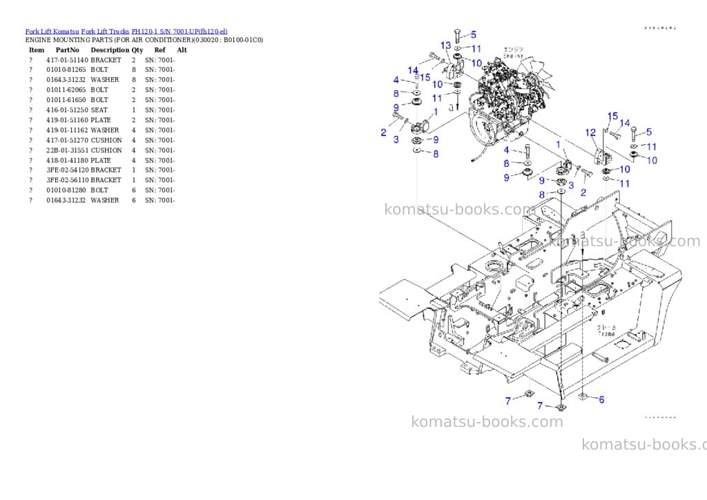 Komatsu FH120-1 S/N 7001-UP Parts catalog cover