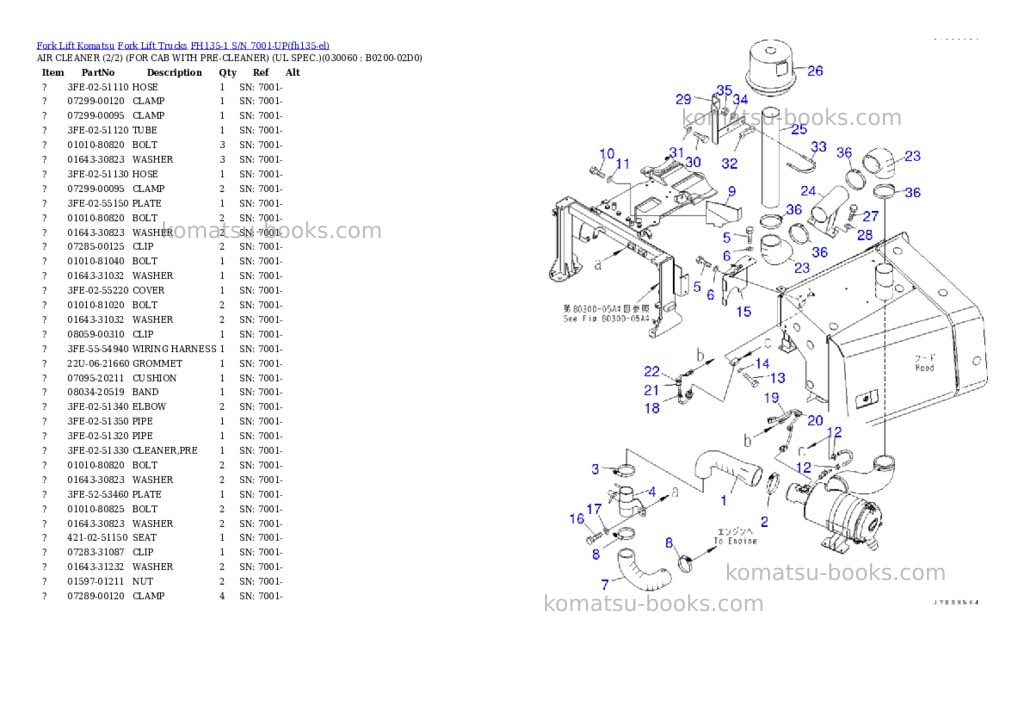 Komatsu FH135-1 S/N 7001-UP Parts catalog cover Page 5