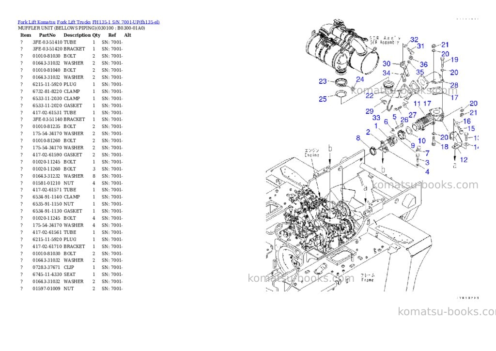 Komatsu FH135-1 S/N 7001-UP Parts catalog cover Page 9