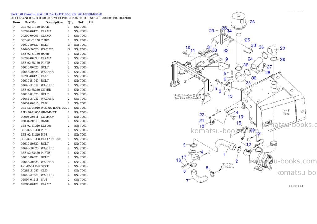 Komatsu FH160-1 S/N 7001-UP Parts catalog cover Page 5