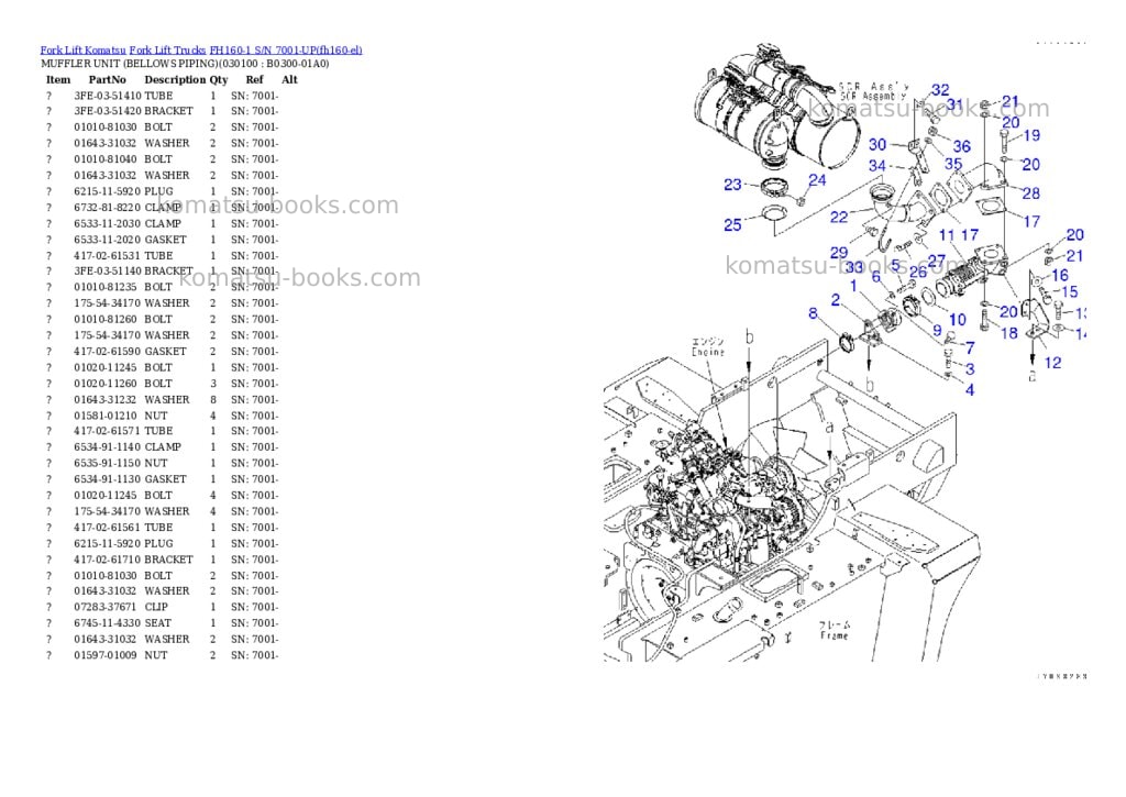 Komatsu FH160-1 S/N 7001-UP Parts catalog cover Page 9