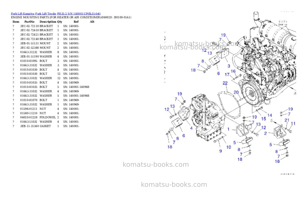 Komatsu FH35-2 S/N 140001-UP Parts catalog cover Page 3 Komatsu FH35-2 S/N 140001-UP Parts catalog cover Page 3