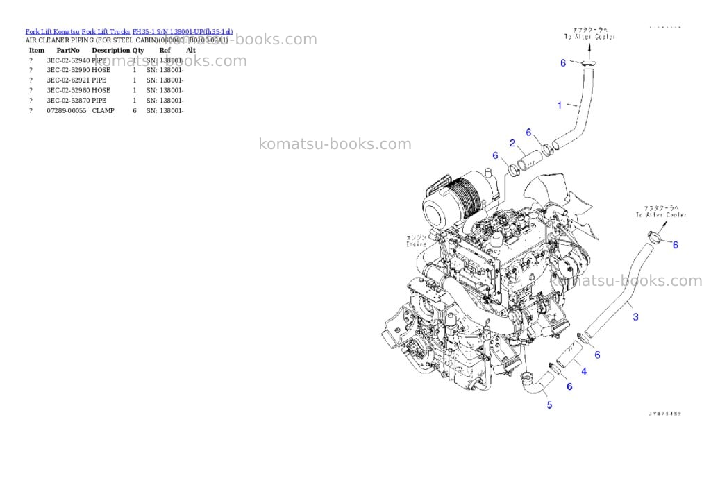Komatsu FH35-1 S/N 138001-UP Parts catalog cover Page 4 Komatsu FH35-1 S/N 138001-UP Parts catalog cover Page 4