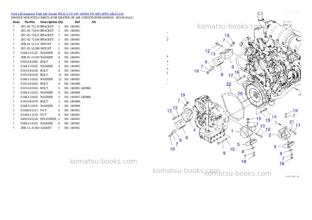 Komatsu FH35-2-US S/N 140001-UP (KFI SPEC.) Parts catalog cover Page 2