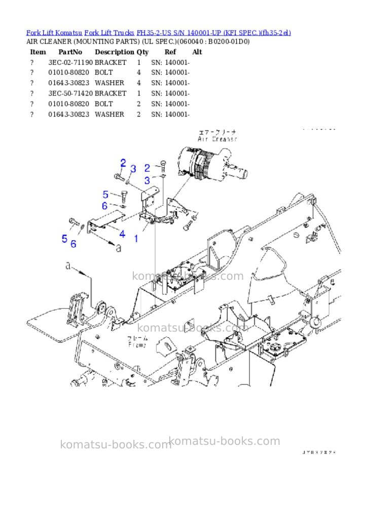 Komatsu FH35-2-US S/N 140001-UP (KFI SPEC.) Parts catalog cover Page 4