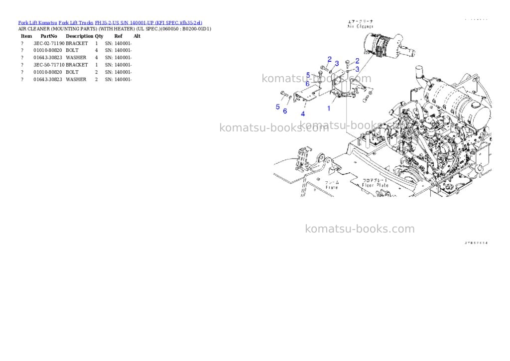 Komatsu FH35-2-US S/N 140001-UP (KFI SPEC.) Parts catalog cover Page 5