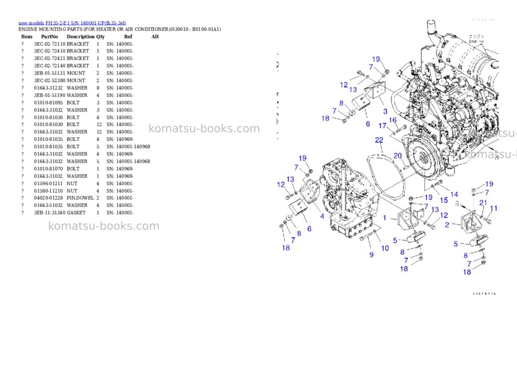 Komatsu FH35-2-E1 S/N 140001-UP Parts catalog cover Komatsu FH35-2-E1 S/N 140001-UP Parts catalog cover
