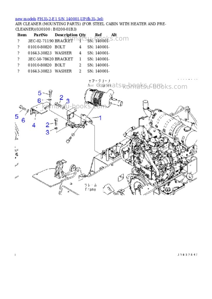 Komatsu FH35-2-E1 S/N 140001-UP Parts catalog cover Page 10 Komatsu FH35-2-E1 S/N 140001-UP Parts catalog cover Page 10