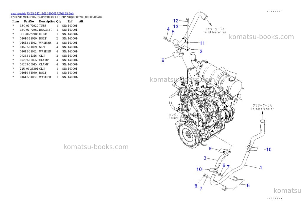 Komatsu FH35-2-E1 S/N 140001-UP Parts catalog cover Page 2 Komatsu FH35-2-E1 S/N 140001-UP Parts catalog cover Page 2