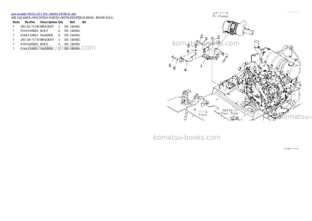 Komatsu FH35-2-E1 S/N 140001-UP Parts catalog cover Page 4 Komatsu FH35-2-E1 S/N 140001-UP Parts catalog cover Page 4