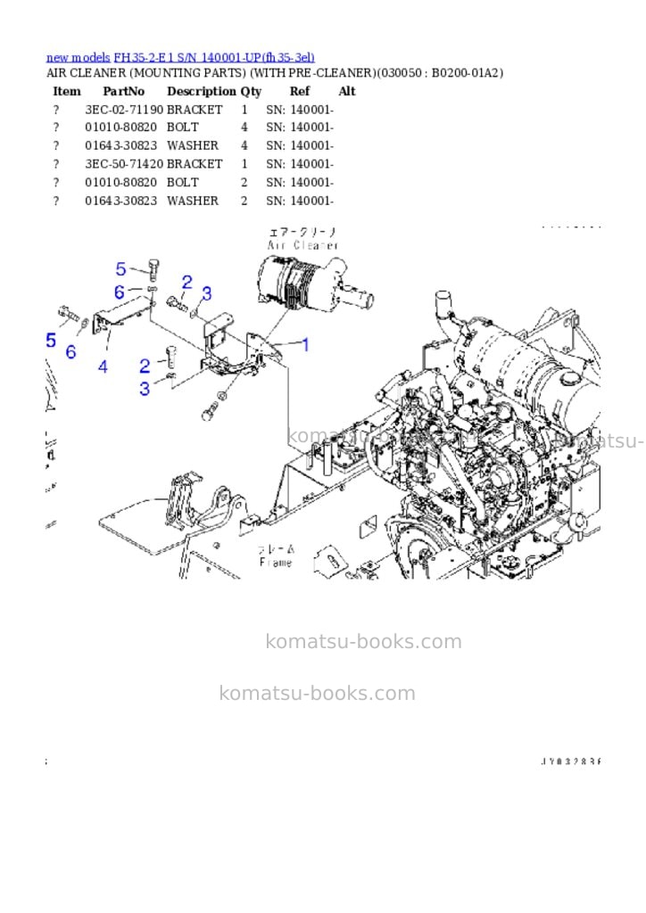 Komatsu FH35-2-E1 S/N 140001-UP Parts catalog cover Page 5 Komatsu FH35-2-E1 S/N 140001-UP Parts catalog cover Page 5