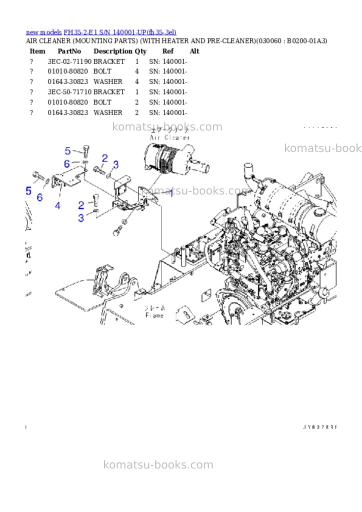 Komatsu FH35-2-E1 S/N 140001-UP Parts catalog cover Page 6 Komatsu FH35-2-E1 S/N 140001-UP Parts catalog cover Page 6