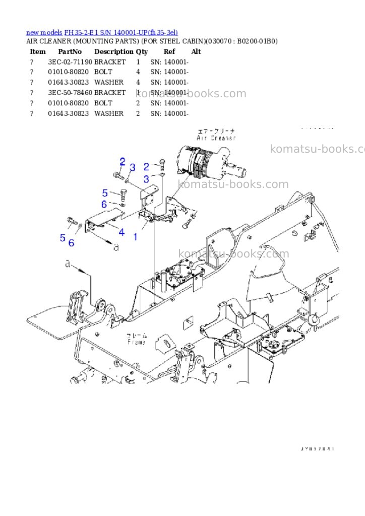 Komatsu FH35-2-E1 S/N 140001-UP Parts catalog cover Page 7 Komatsu FH35-2-E1 S/N 140001-UP Parts catalog cover Page 7