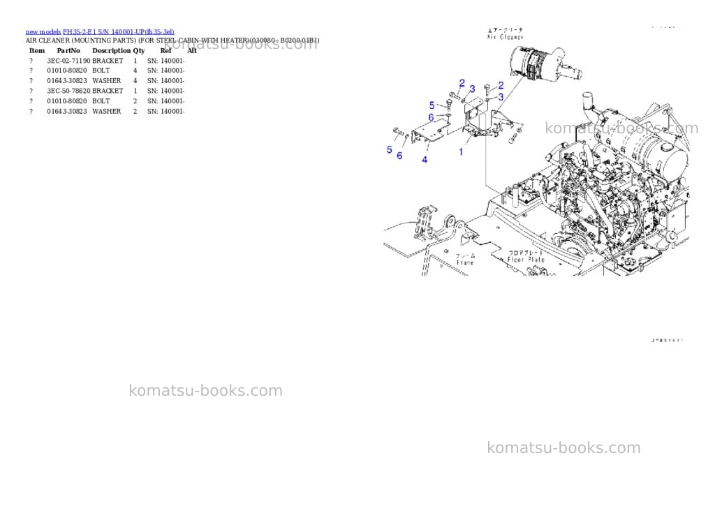 Komatsu FH35-2-E1 S/N 140001-UP Parts catalog cover Page 8 Komatsu FH35-2-E1 S/N 140001-UP Parts catalog cover Page 8