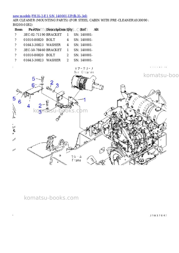 Komatsu FH35-2-E1 S/N 140001-UP Parts catalog cover Page 9 Komatsu FH35-2-E1 S/N 140001-UP Parts catalog cover Page 9