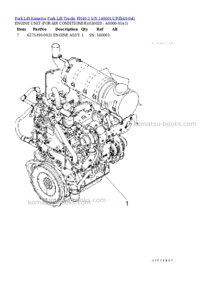 Komatsu FH40-2 S/N 140001-UP Parts catalog cover