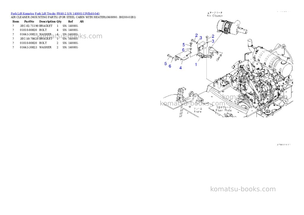 Komatsu FH40-2 S/N 140001-UP Parts catalog cover Page 10