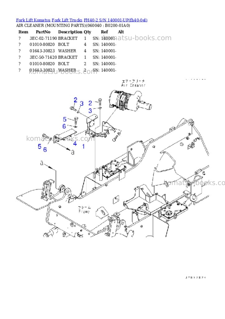 Komatsu FH40-2 S/N 140001-UP Parts catalog cover Page 5