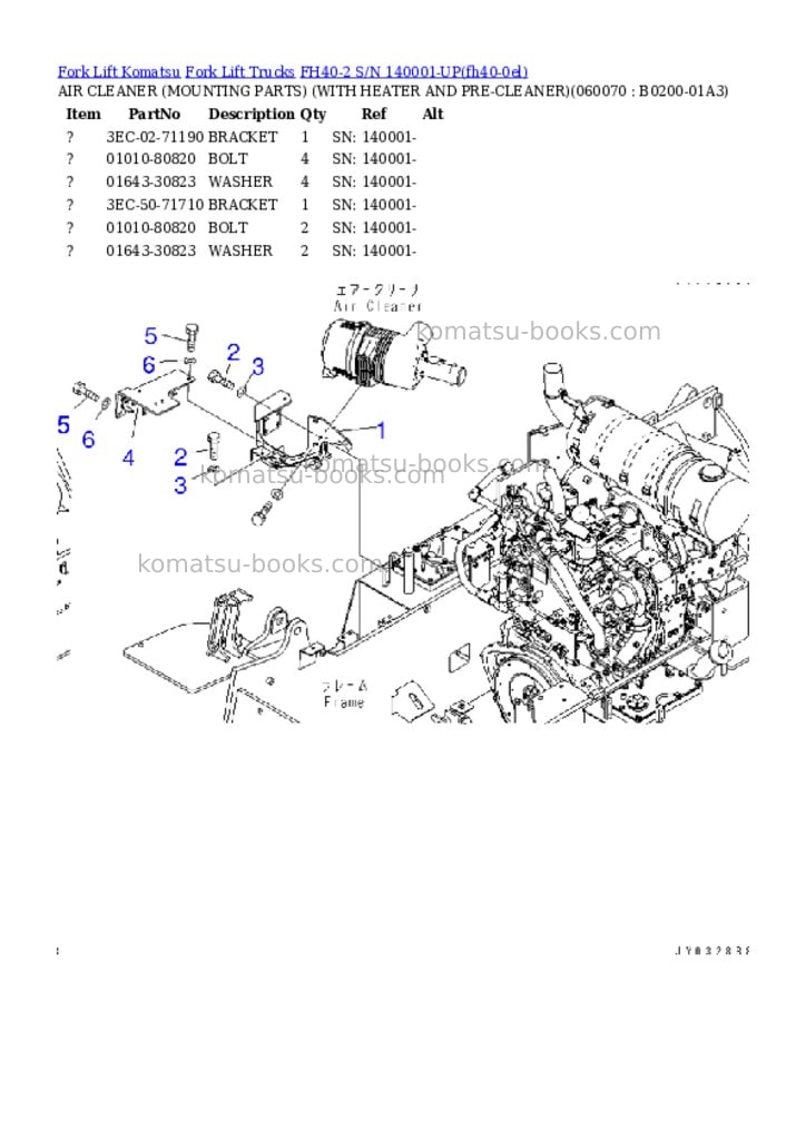 Komatsu FH40-2 S/N 140001-UP Parts catalog cover Page 8