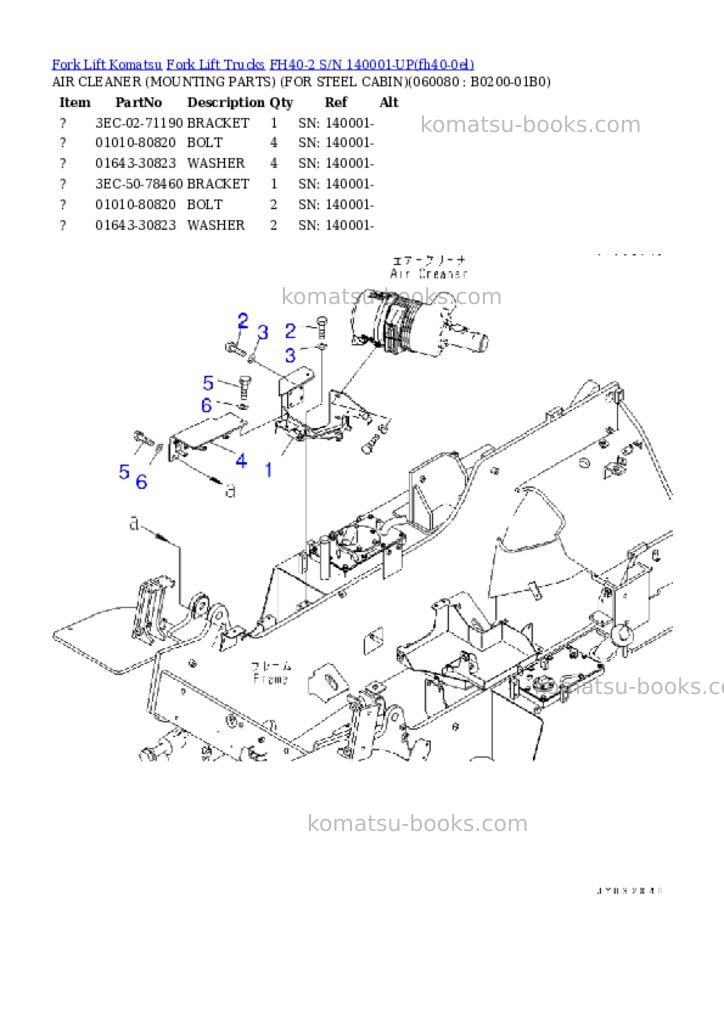 Komatsu FH40-2 S/N 140001-UP Parts catalog cover Page 9