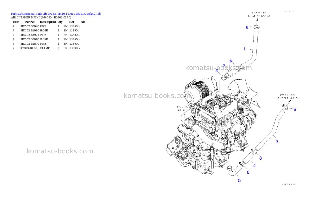 Komatsu FH40-1 S/N 138001-UP Parts catalog cover Page 3