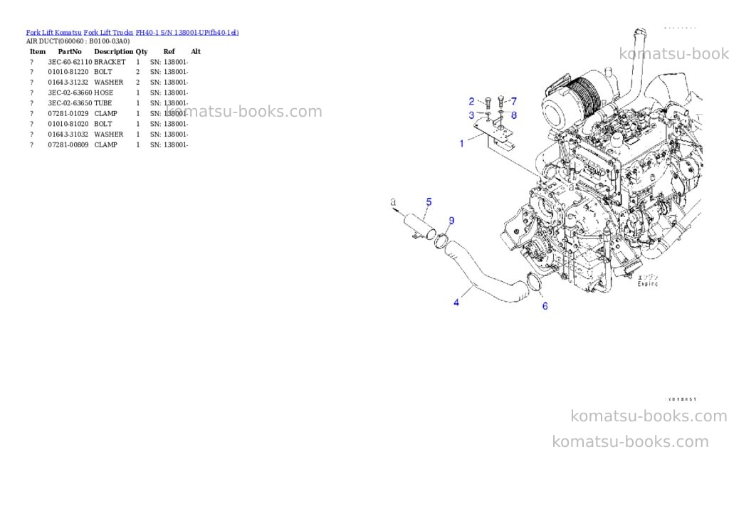 Komatsu FH40-1 S/N 138001-UP Parts catalog cover Page 6