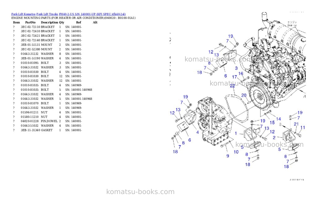 Komatsu FH40-2-US S/N 140001-UP (KFI SPEC.) Parts catalog cover Page 2