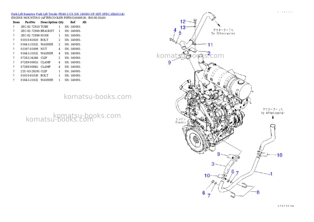 Komatsu FH40-2-US S/N 140001-UP (KFI SPEC.) Parts catalog cover Page 3