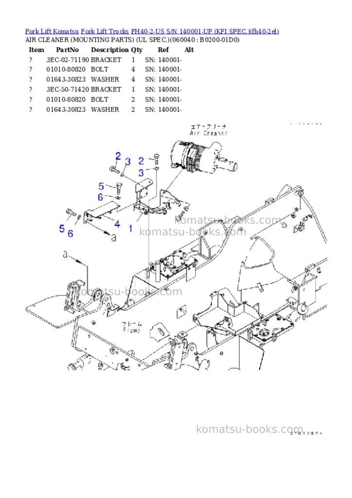 Komatsu FH40-2-US S/N 140001-UP (KFI SPEC.) Parts catalog cover Page 4