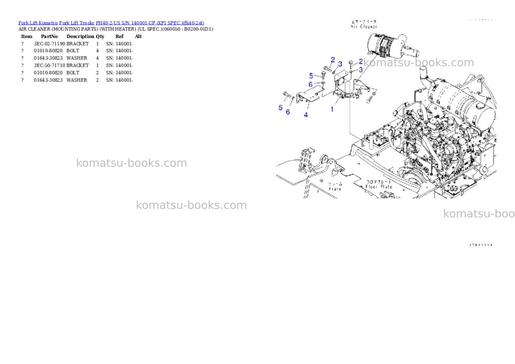 Komatsu FH40-2-US S/N 140001-UP (KFI SPEC.) Parts catalog cover Page 5