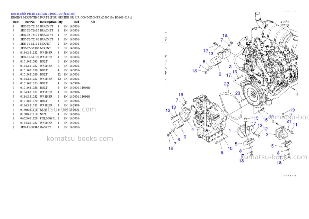 Komatsu FH40-2-E1 S/N 140001-UP Parts catalog cover Komatsu FH40-2-E1 S/N 140001-UP Parts catalog cover