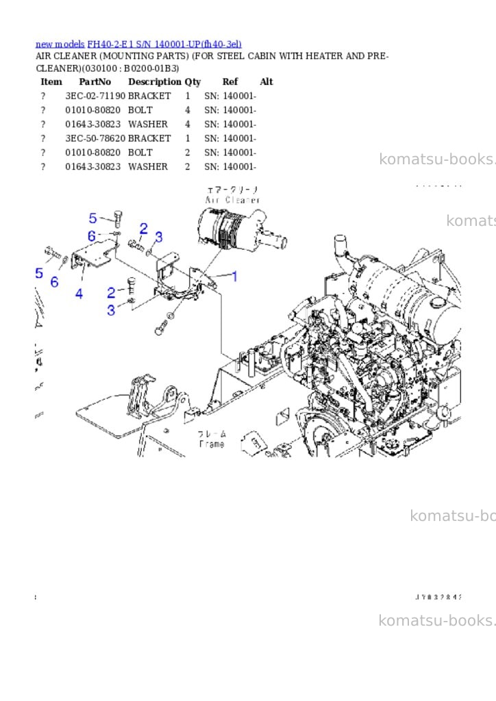 Komatsu FH40-2-E1 S/N 140001-UP Parts catalog cover Page 10 Komatsu FH40-2-E1 S/N 140001-UP Parts catalog cover Page 10