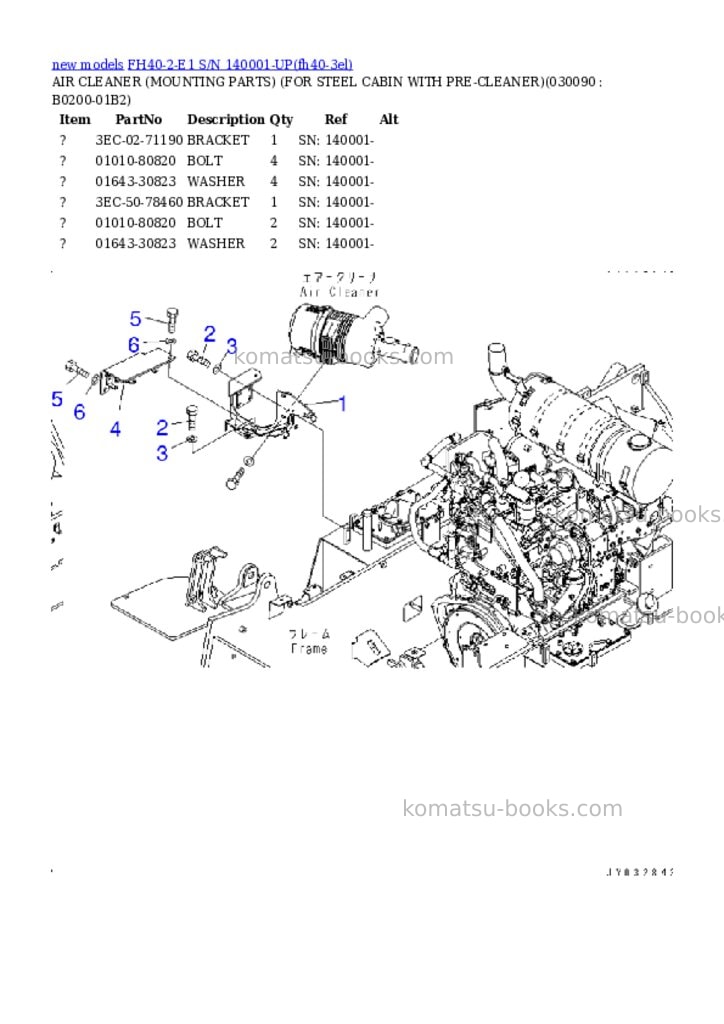 Komatsu FH40-2-E1 S/N 140001-UP Parts catalog cover Page 9 Komatsu FH40-2-E1 S/N 140001-UP Parts catalog cover Page 9