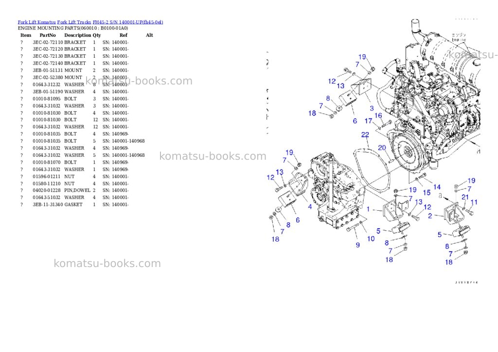 Komatsu FH45-2 S/N 140001-UP Parts catalog cover Page 2