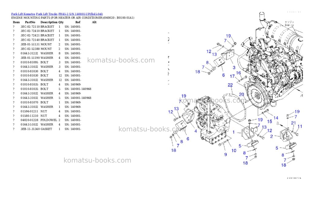 Komatsu FH45-2 S/N 140001-UP Parts catalog cover Page 3