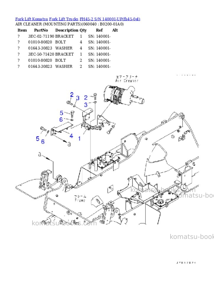 Komatsu FH45-2 S/N 140001-UP Parts catalog cover Page 5