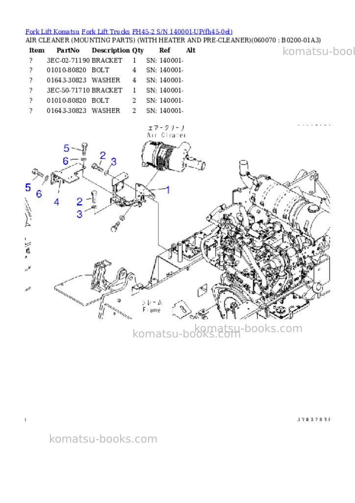 Komatsu FH45-2 S/N 140001-UP Parts catalog cover Page 8