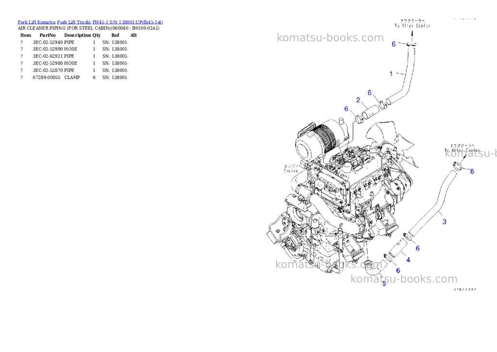 Komatsu FH45-1 S/N 138001-UP Parts catalog cover Page 4