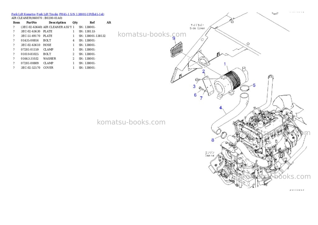 Komatsu FH45-1 S/N 138001-UP Parts catalog cover Page 7