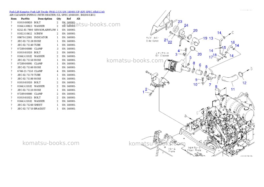 Komatsu FH45-2-US S/N 140001-UP (KFI SPEC.) Parts catalog cover Page 10