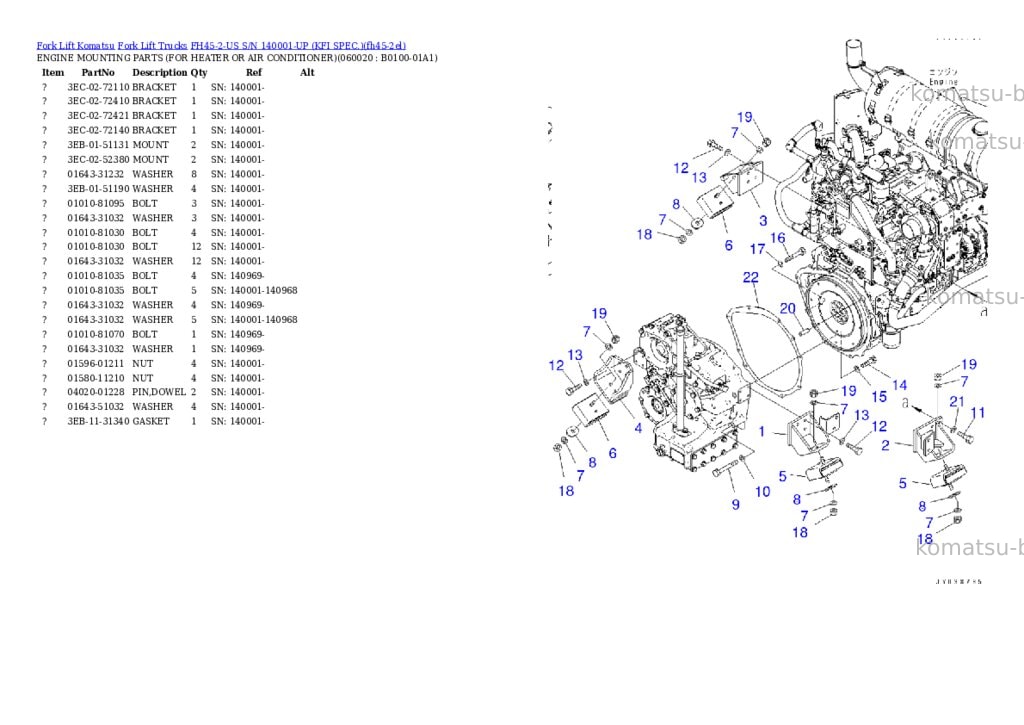 Komatsu FH45-2-US S/N 140001-UP (KFI SPEC.) Parts catalog cover Page 2