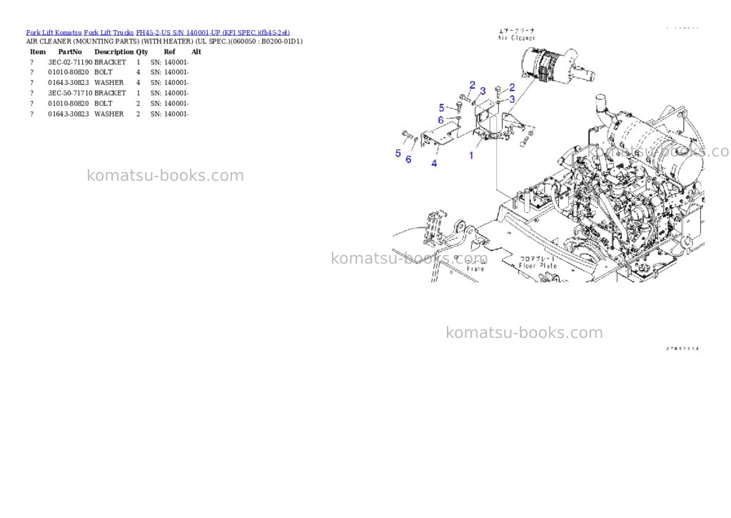 Komatsu FH45-2-US S/N 140001-UP (KFI SPEC.) Parts catalog cover Page 5